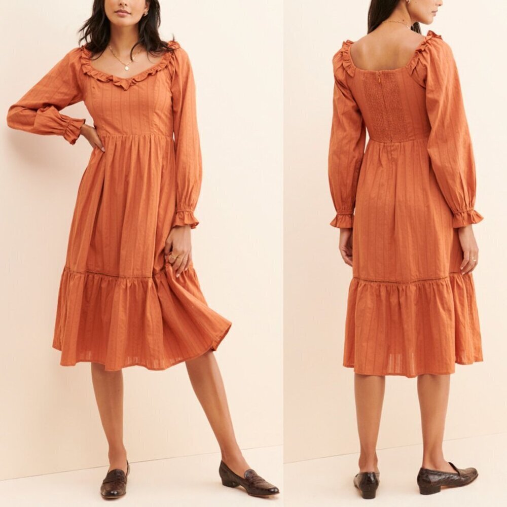 New! Lost + Wander Rust Forever Yours Midi Dress Size Large - 47656